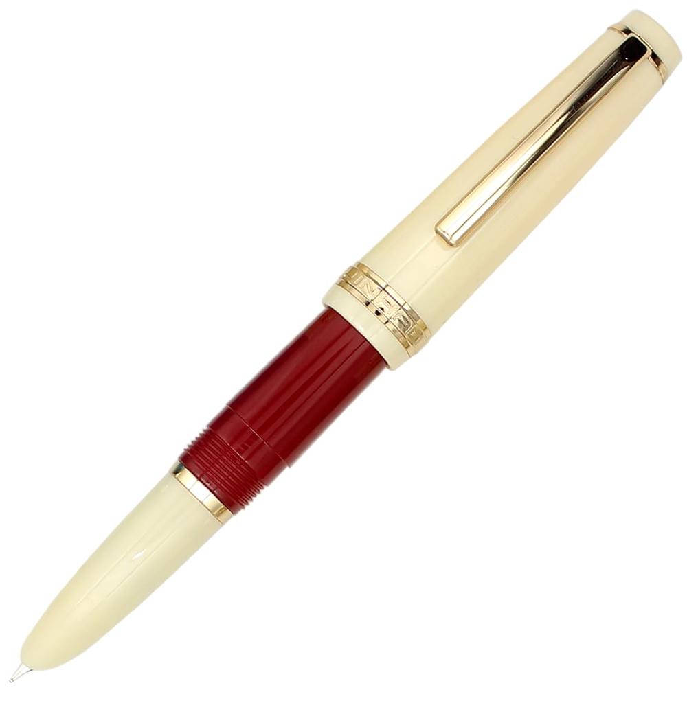 Gullor Mini Fountain Pen with Gold Acrylic Pocket Hidden Extra Fine Nib Trim, Pen, Red, (0.38mm)