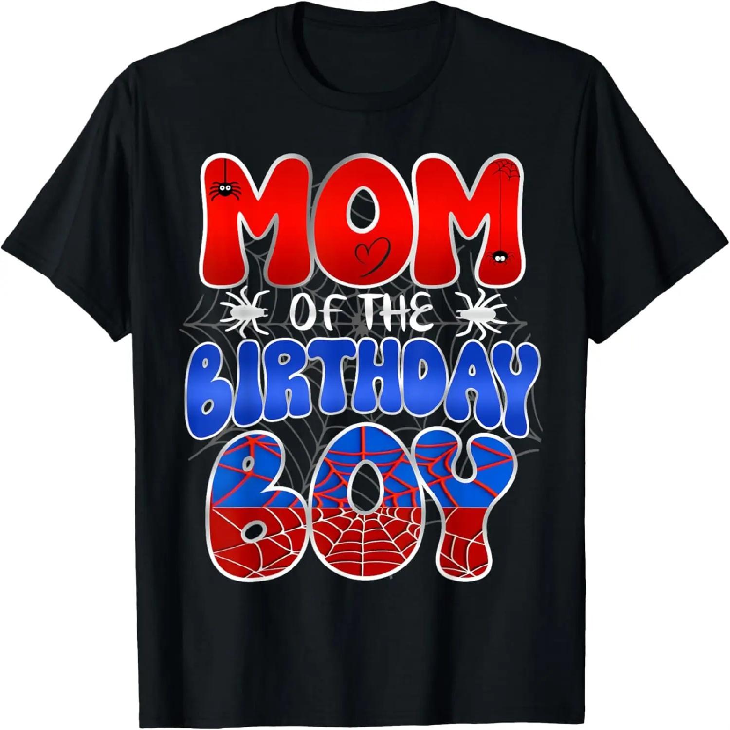 Mom Of The Birthday Spider Web Boy Mom And Dad Family T-Shirt S