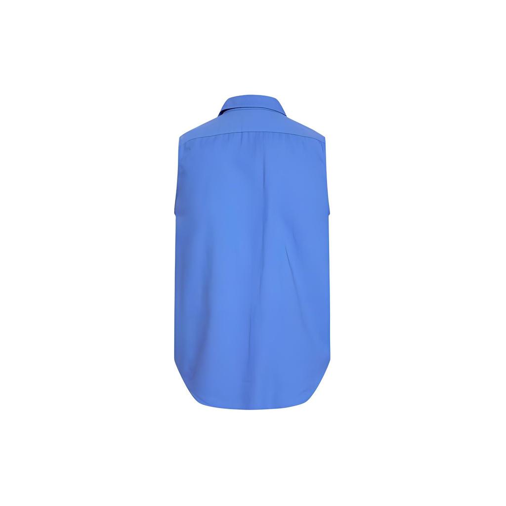 Polo Ralph Lauren Solid Color Pony Embroidered Single-Breasted Polo Collar Loose Sleeveless Shirt Women shirts Blue WMPOSHTNDO20611-400