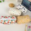 Floral Cotton Fabric Makeup Bag With Zipper Storage For Women And Teens
