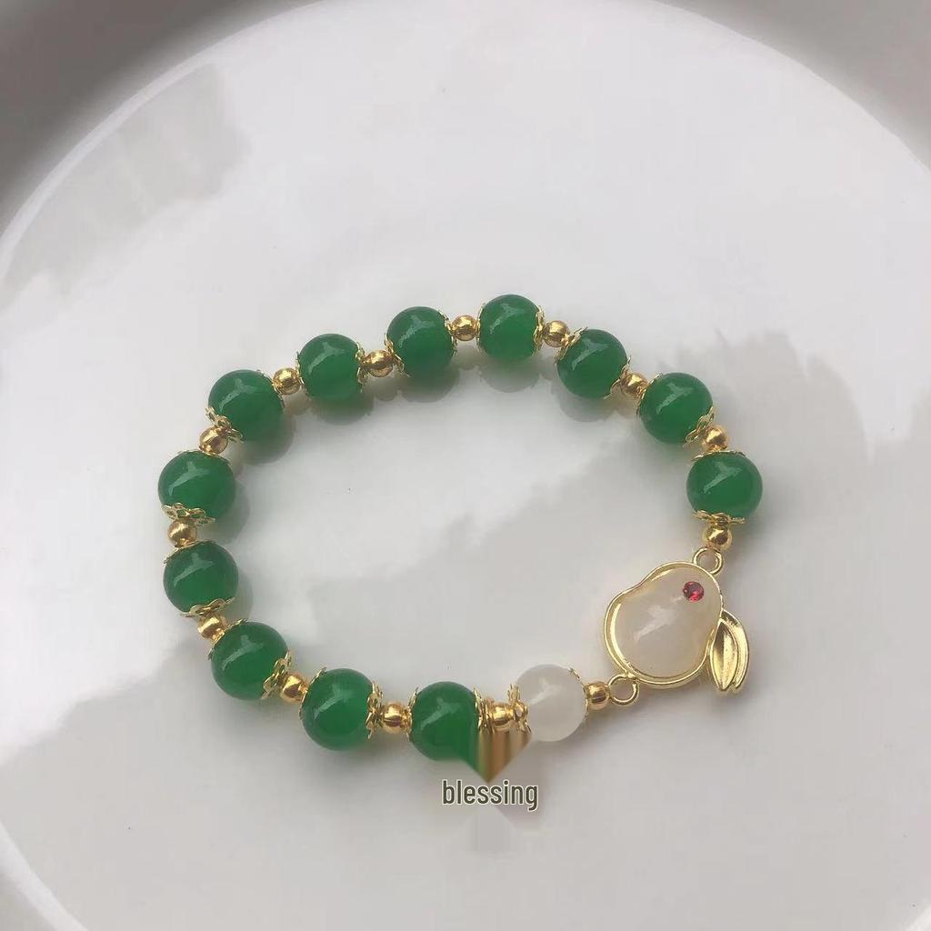 Forest Butterfly Glass Bracelet with Ice-Cracked Flower Beads