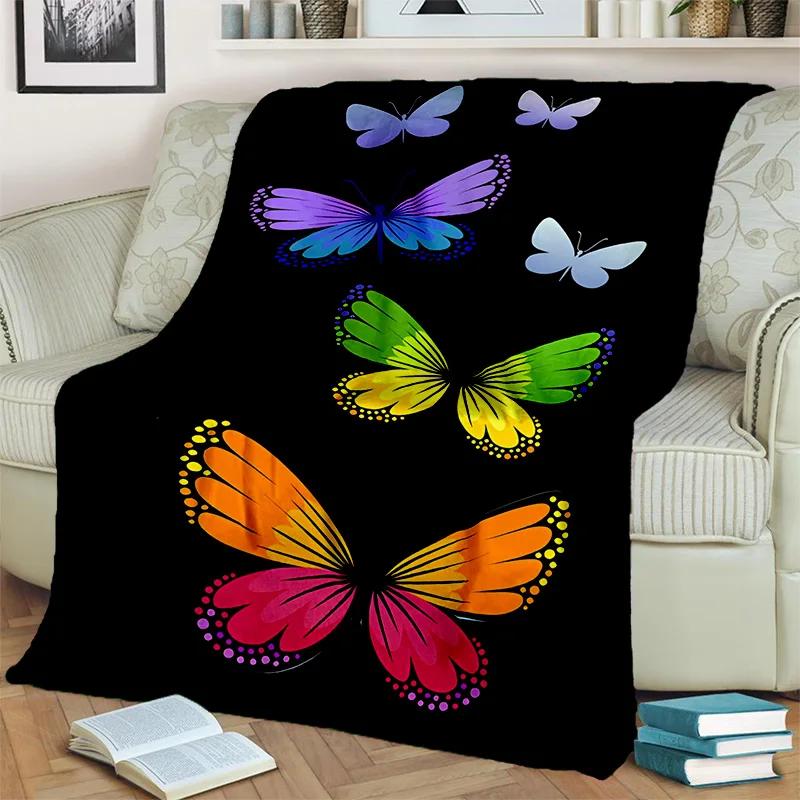 Cartoon Dream Butterfly Flower Blanket,Soft Throw Blanket for Home Bedroom Bed Sofa Picnic Travel Office Rest Nap Cover Blanket