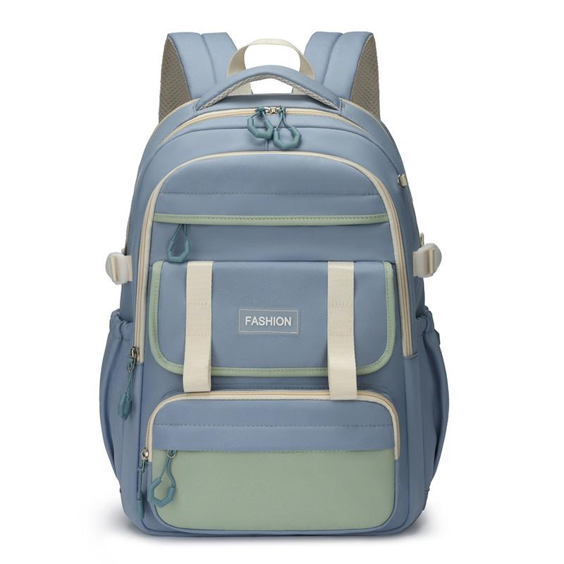 

Middle School Student Schoolbag Color Contrast Female Travel Backpack синій