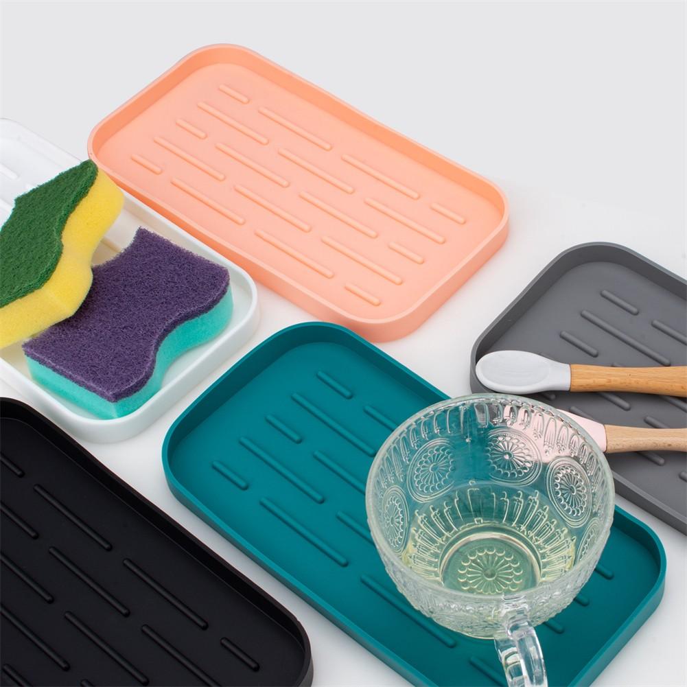 

Drain Tray Kitchen Sink Organizer Silicone Sponge Holder рожевий