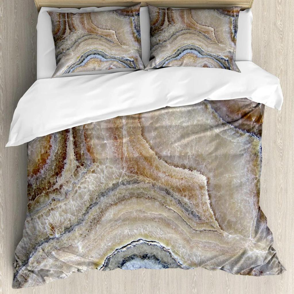 Marble Duvet Cover Black Marble Bedding Black White Gold Abstract Marble Texture Polyester Quilt Cover Double Queen King Size