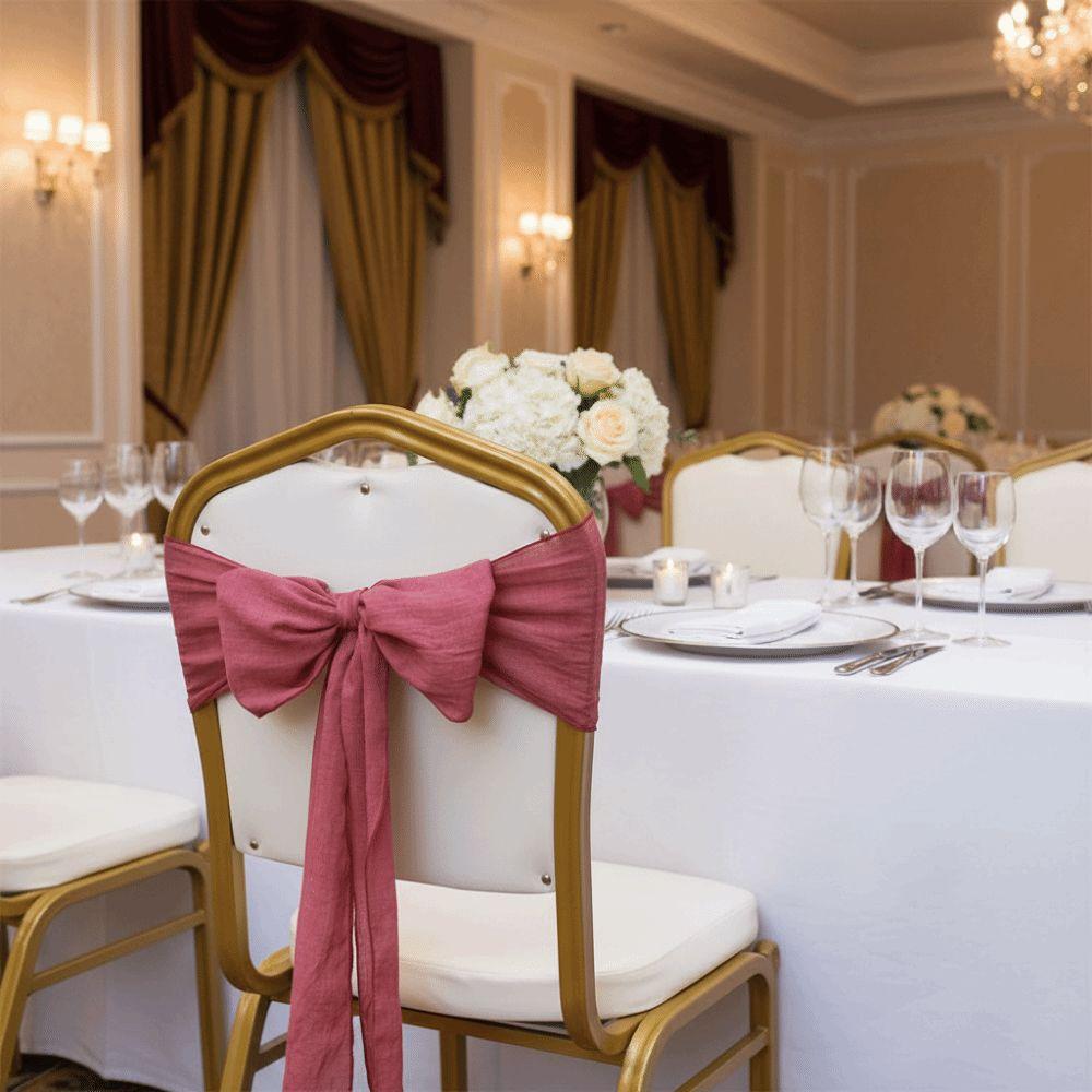 2Pcs Rustic Chair Sashes Cheesecloth Tulle Chair Cover Chair Decorative Bows Wedding Decoration