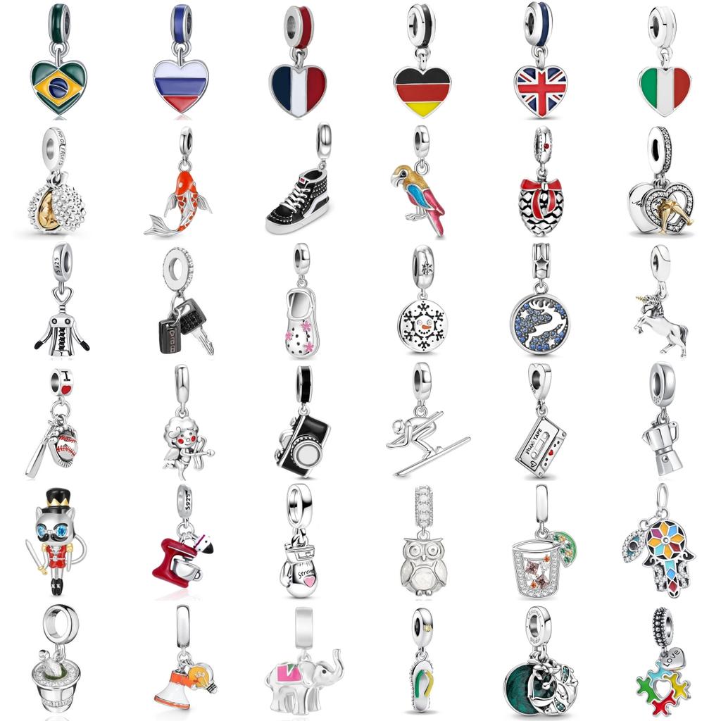 New Copper Plating Fashionable Flag Coffee Machine Camera Charm Pendant Suitable For Original Bracelets Women'S Diy Jewelry