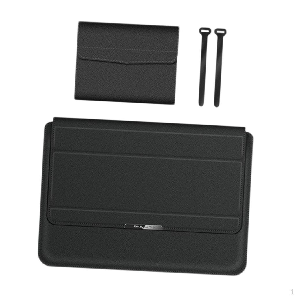 Laptop Sleeve Case Computer Bag Carrying PU Leather Stylish for 13/14inch with Invisible Stand