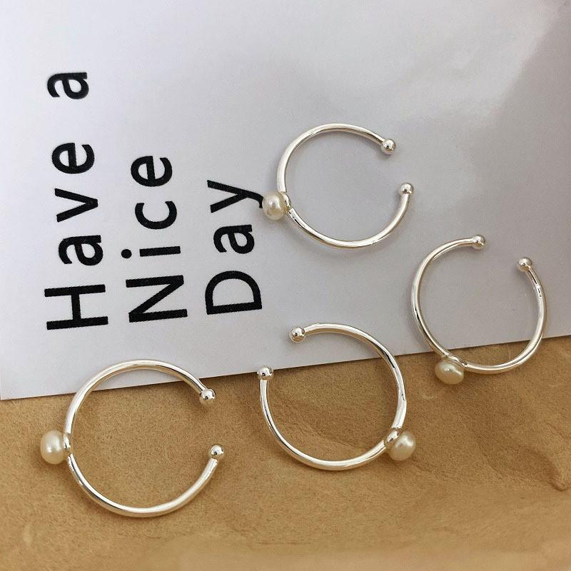 Style Unique Korean Pearl Adjustable Ring For Women Chic Geometric Design Elegant Minimalist Jewelry Copper