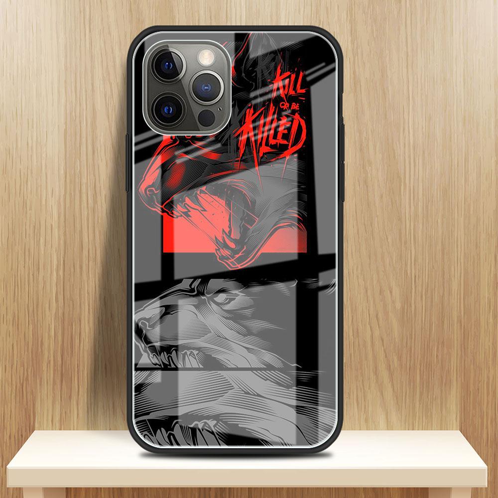 Lion Wolf Glass Case For Apple iPhone 14 13 Pro 11 12 7 8 Plus SE 2022 XR X XS Max 6 6S Tempered Phone Cover