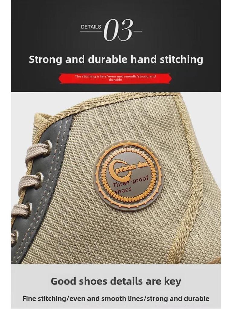 Pantofi de lucru pentru bărbați cu gleznă înaltă, rezistenți la uzură, antiderapanți, pentru primăvară și toamnă - Pantofi de cauciuc de construcție pentru exterior, stil nou