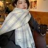 Korean imitation cashmere plaid scarf winter women's new atmosphere couple versatile warm scarf shawl winter