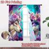 2D flat printing 2pcs Curtains Dreamcatcher Wolf Floral Boho Digital Printed Polyester Drapes Festive Wall Decor Perfect for