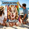 Custom Name Personalized Marilyn Monroe Print Beach Towel, for Trip Camping Beach Party Home Decor, Birthday Gift for Family & Friends