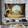 1 Piece of 2D Flat-printed Cozy Cottage Landscape Art Photography Background Suitable for Party Banners Easy To Hang