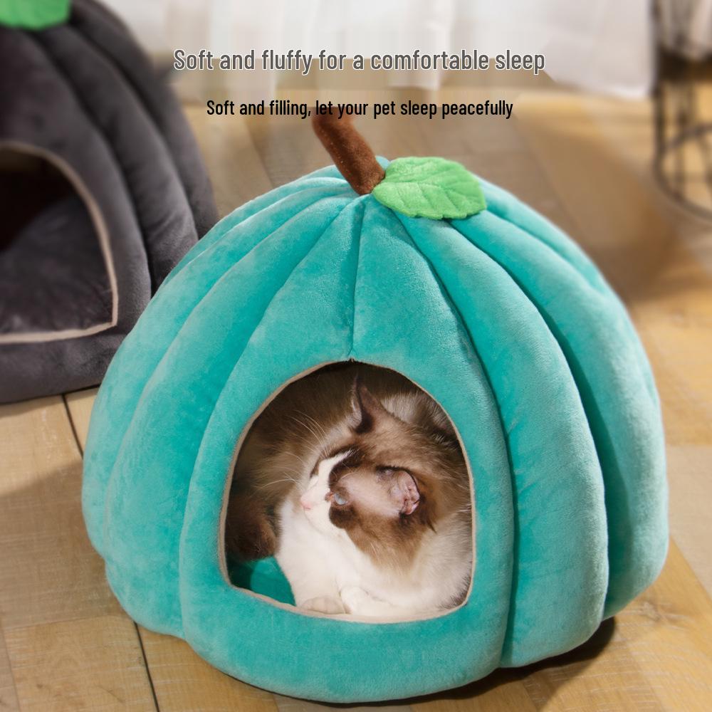 Four Seasons Semi-Enclosed Pet Nest: Warm, Thickened Bed for Cats and Dogs