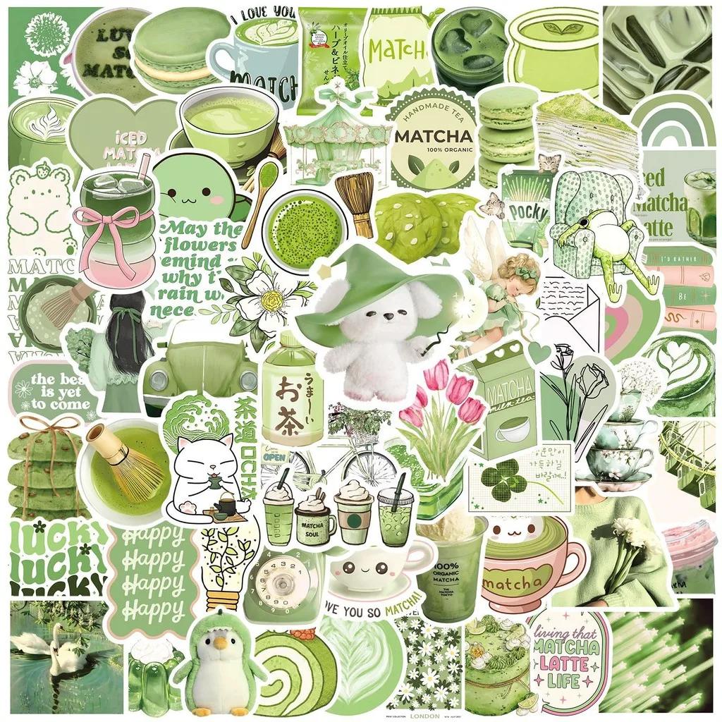 100 Stuks Matcha Meisje Stickers - Schattige Cartoon PVC Waterdicht voor Notitieboekjes, Skateboards & Dagboeken