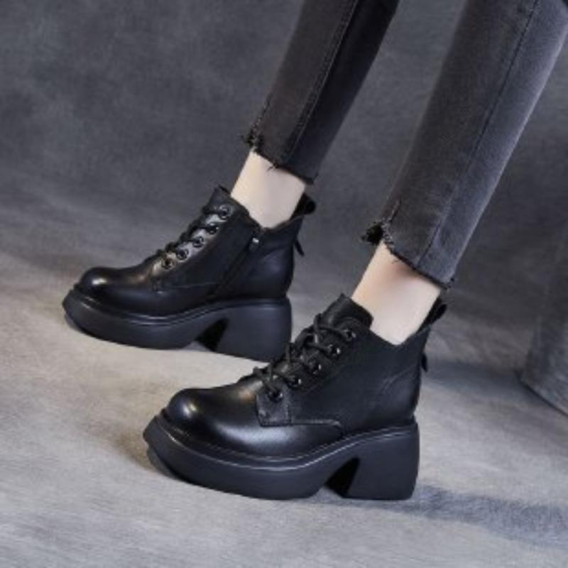 New Style Shoes, Thick-soled Boots, Women's Shoes, Versatile Retro Single Boots, Height-increasing Women's Boots