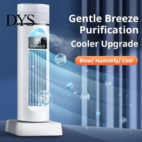 Plug-and-Play USB Fan Tower Cooling Fan, 6 Speed Bladeless Air Cooler & Humidifier with Versatile Powered Remote Water Tank, Quiet Desktop Mist