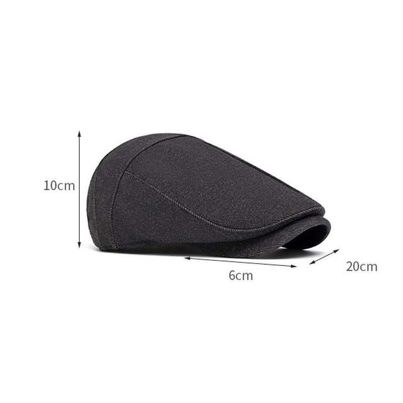 Winter Warm Forward Cap Men's Velvet Thick Cap Woolen Beret Solid Color British Newsboy Cap