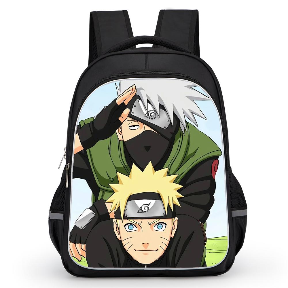 Dual Zipper Pockets, NARUTO Design Suitable For Boys&Girls, Durable 16-inch Lightweight Kids Cartoon Student Backpack Age 5-10.