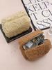 1PC Lambskin Cosmetic Bag, Cream-colored Portable Skin Care Product Storage Bag, Fresh and Clean Cosmetics Zipper Bag