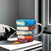 Yousheng 3D Painted Coffee Cup 350ml Novelty Glass Tea Mug Funny Book Worm Tumbler Unique Readers Writers Librarian Gifts