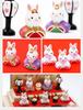 Osaka Choseido Original Compact Mini Hina Doll with Personalized Wooden Tag (Sent Separately) Ceramic Rabbit Flat Display with Felt (White Wood Base)