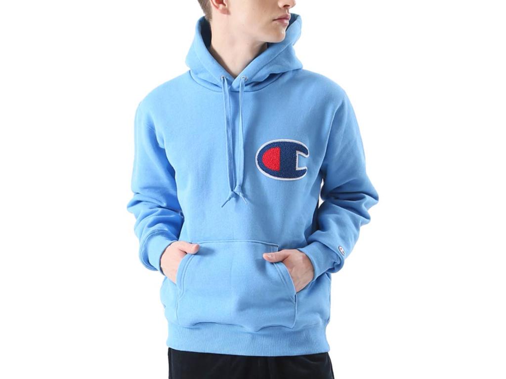 Champion Big Logo Pullover Sweatshirt Hoodie Action Style C3-E127 Men's C3-E127 Sky Blue XXL