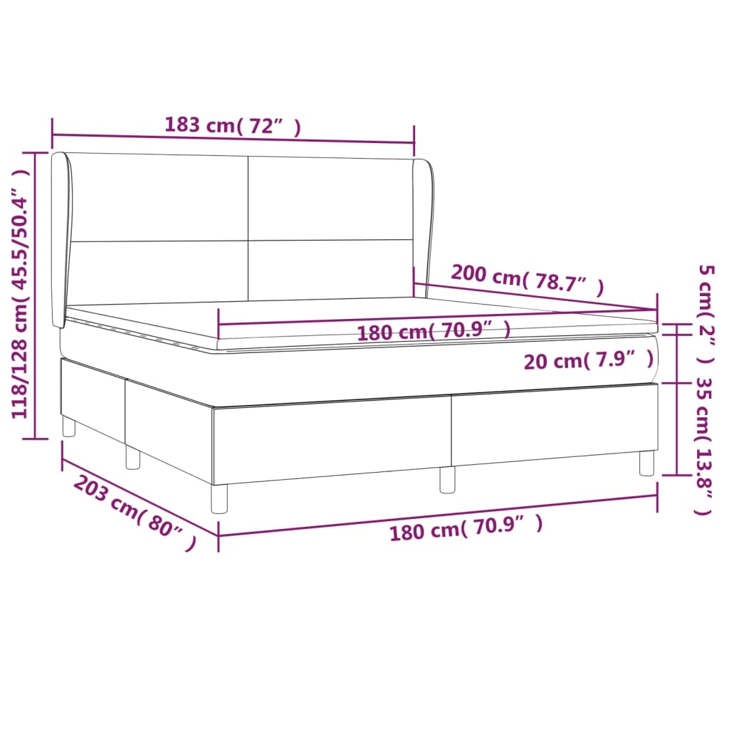 Box Spring Bed with Mattress White 180 x 200 cm Artificial Leather