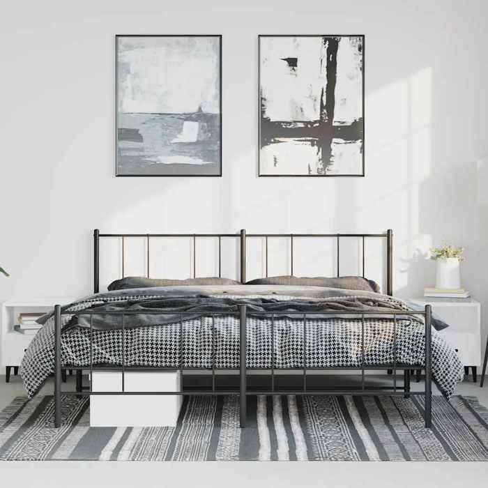 VidaXL Cadre de lit métal avec tête de lit-pied de lit noir 193x203 cm 352504
