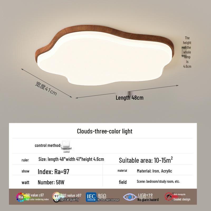 Chinese Style Walnut Wood Ceiling Light: Full Spectrum Eye Protection LED for Living Room and Bedroom