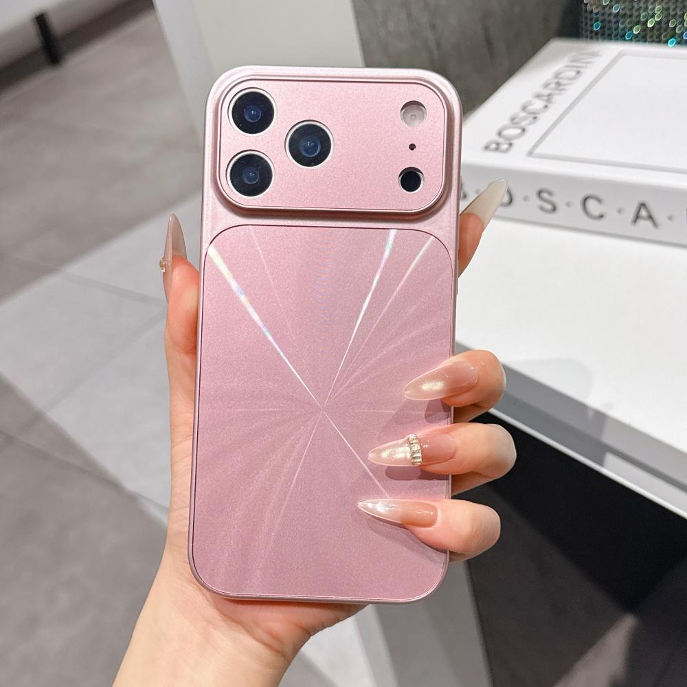 Luxury Laser Aurora CD Texture Phone Case For iPhone 17 Air 16 15 14 13 17 Pro Max Large Window Bumper Shockproof Non-Slip Cover