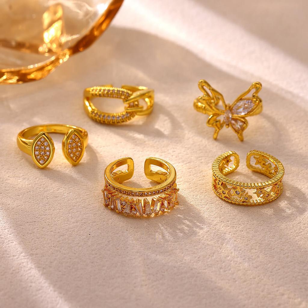 Gold Color Mini Star Double-Layer Anillos For Women Waterproof Chic Geometry CZ Ring Fashion Rings Party Jewelry Gift New 2026