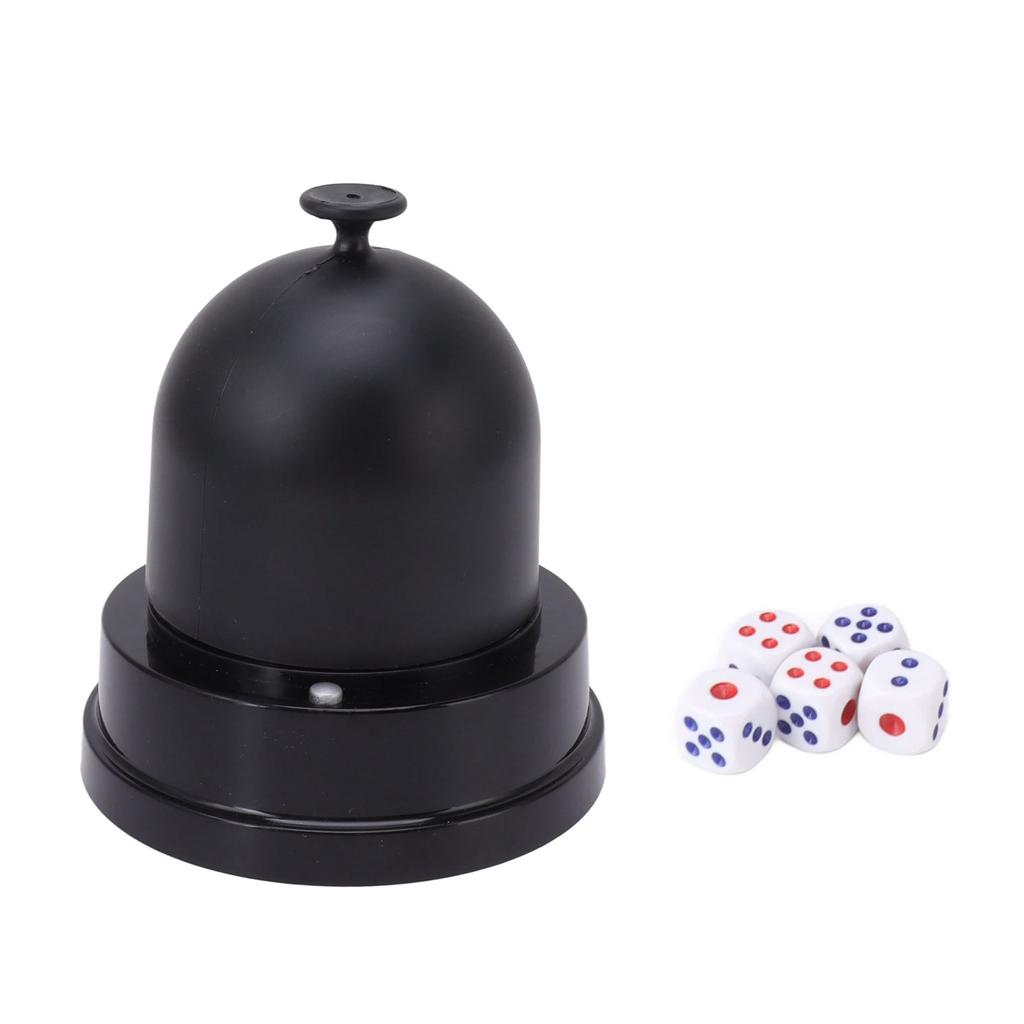 Automatic Dice Roller Cup Battery Powered Pub Bar Party Game Play with 5 Dices for Party Gathering