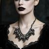 Punk Halloween Skull Necklace Statement Chain Jewelry with Front Drape and Alloy Finish for Concert and Party Outfits Daily