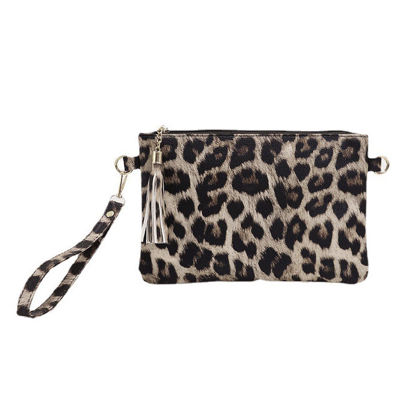 Women Clutch Bag Leopard Print Long Wallets Female Fashion Design PU Leather Wallet Messenger Bag Ladies Elegant Handbag Change Key Case
