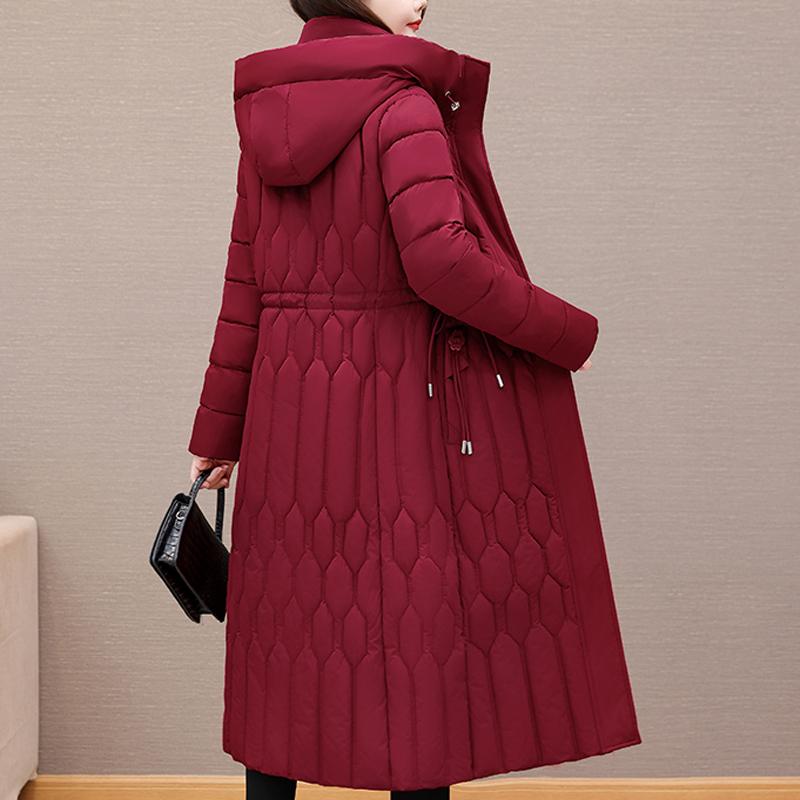 Fashion Winter Long Coat Female Warm Parkas Hooded Casual Thick Middle Age Women Jackets