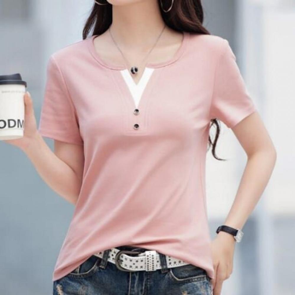 Navava Women Daily PoinT SliT Neck ShorT Sleeve T shirT nT2410