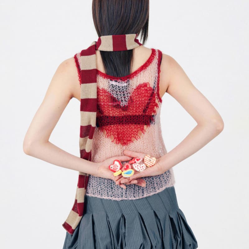 Muwm Lazy Stripe Halsduk (Röd Beige)