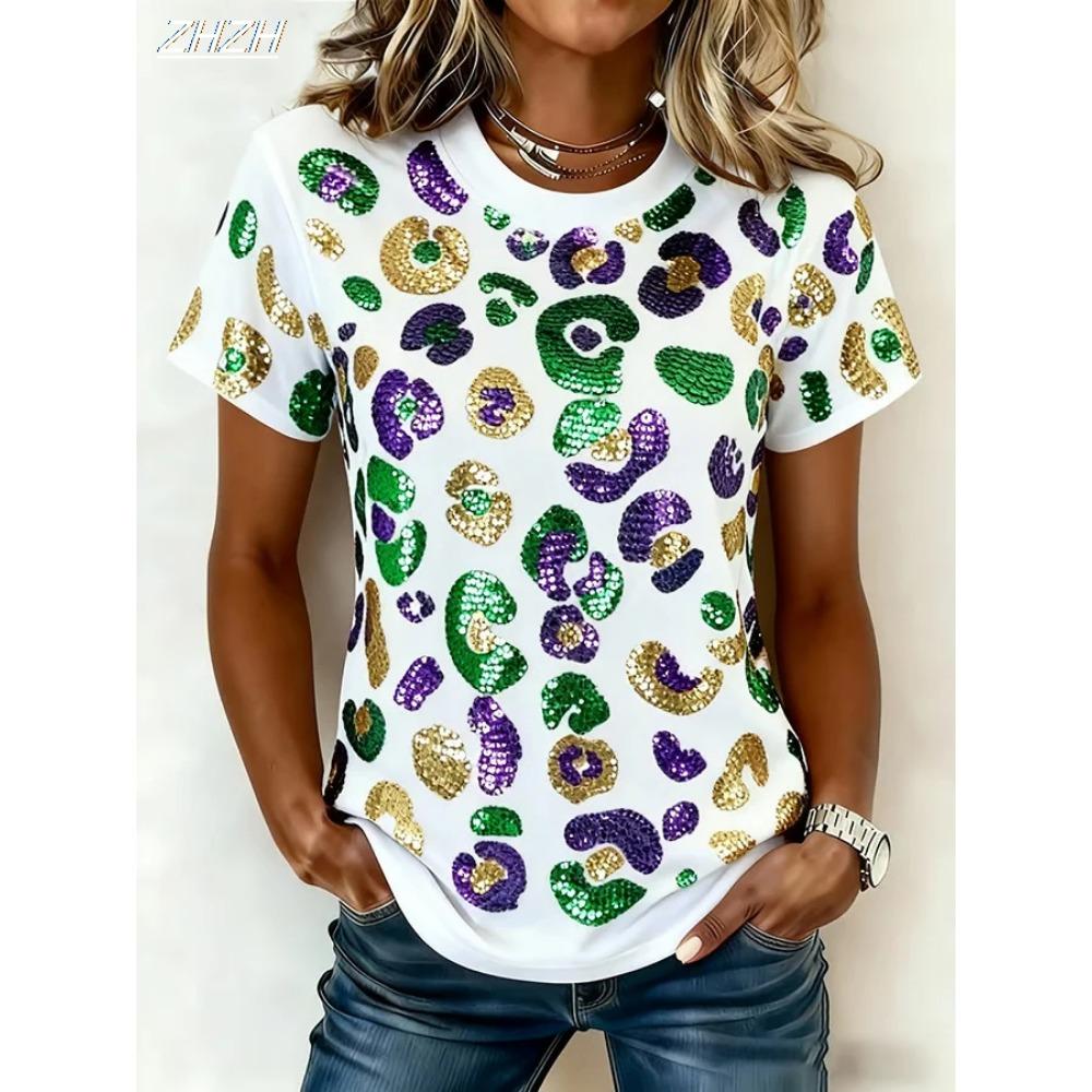 2026 Karnavalo moteriški marškinėliai Gėlių rašto Vintažiniai Stilingi Klasikiniai Trumpomis rankovėmis Apvalia kaklo iškirpte Įprasti Viršutiniai drabužiai Kasdieniai Su spauda Laisvalaikio T-shirtai