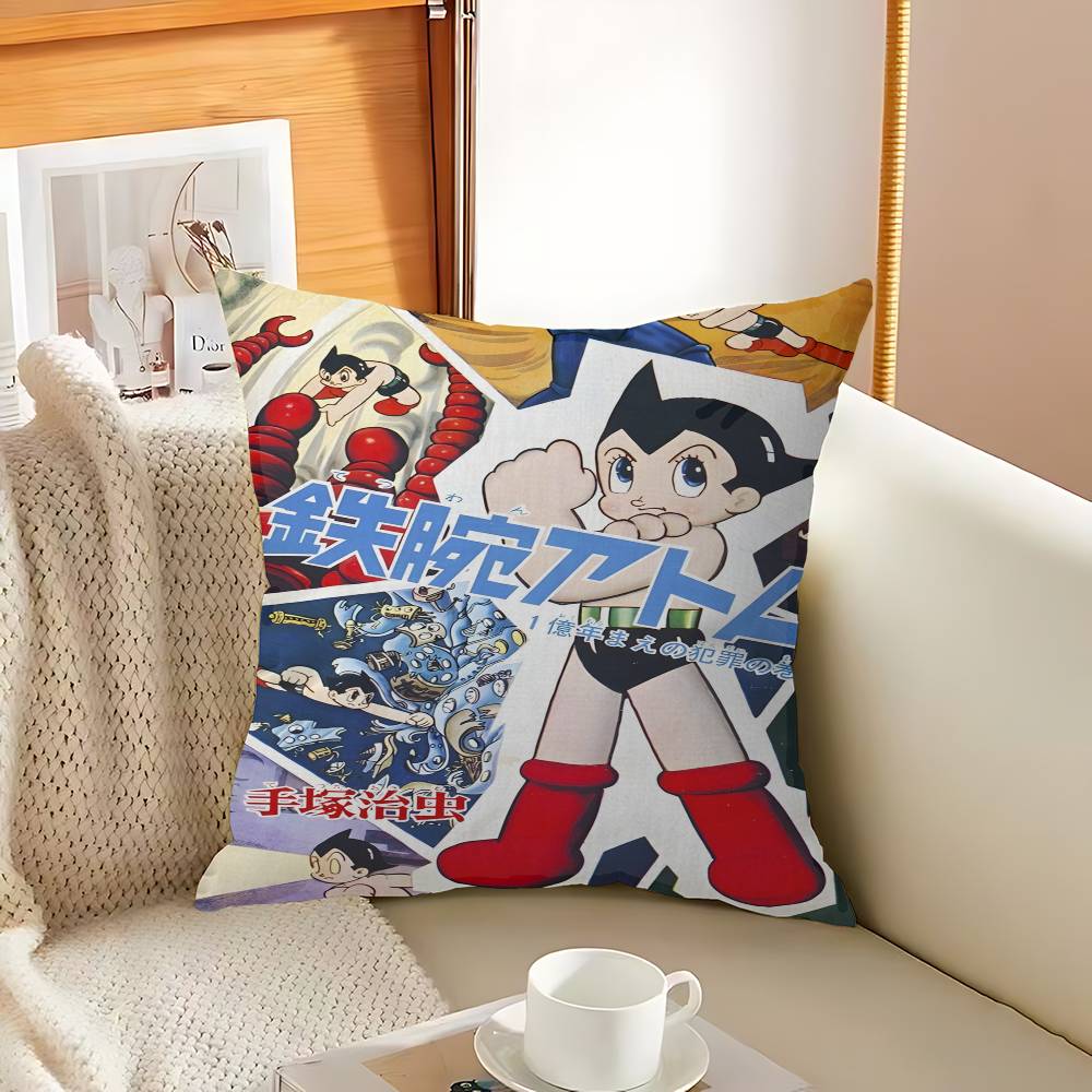 Vintage A-Astro Boy Pillow Covers Cartoon Sofa Decorative Home Double-Sided Printing Short Plush Cute Cushion Cover