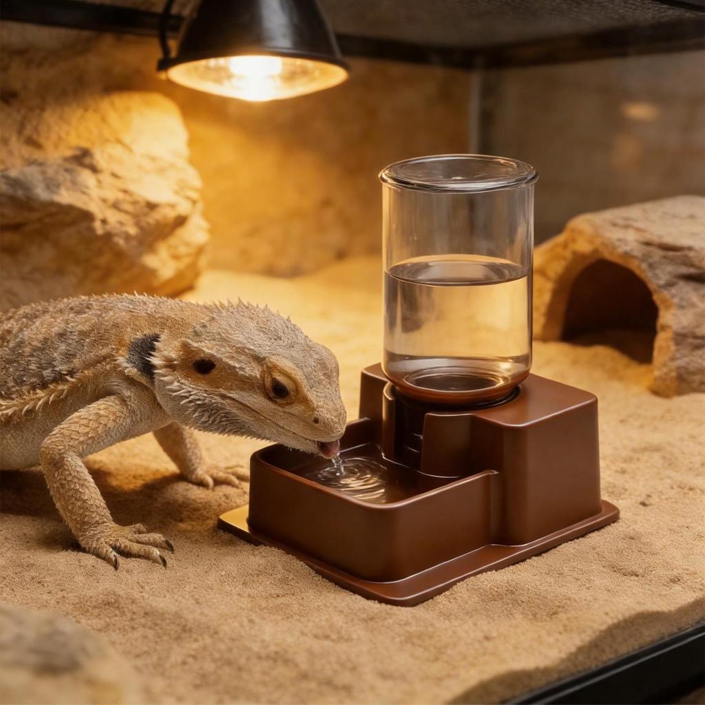 Reptile Water Dispenser Automatic Detachable Reptile Bowl Tortoise Water Dish Gecko Drink Dispenser for Lizard Chameleon Snake