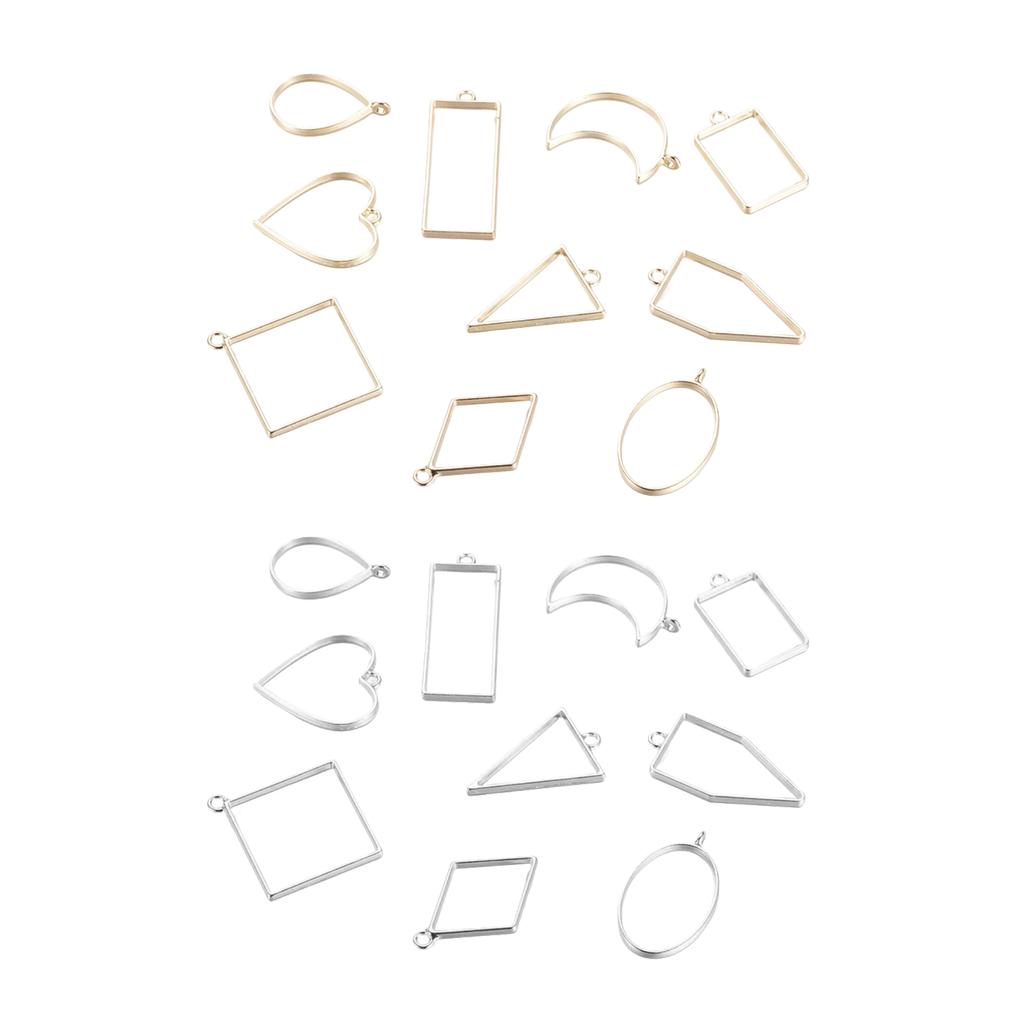 10ks smíšených geometrických přívěsků na zavěšení na šperky Hledání Crafts Silver