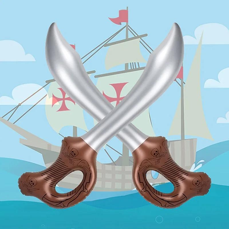 4PCS Funny Inflatable Pirate Swords Halloween Birthday Toy Sword Inflated Simulation Knife for Swimming Pool Cosplay Stage Prop