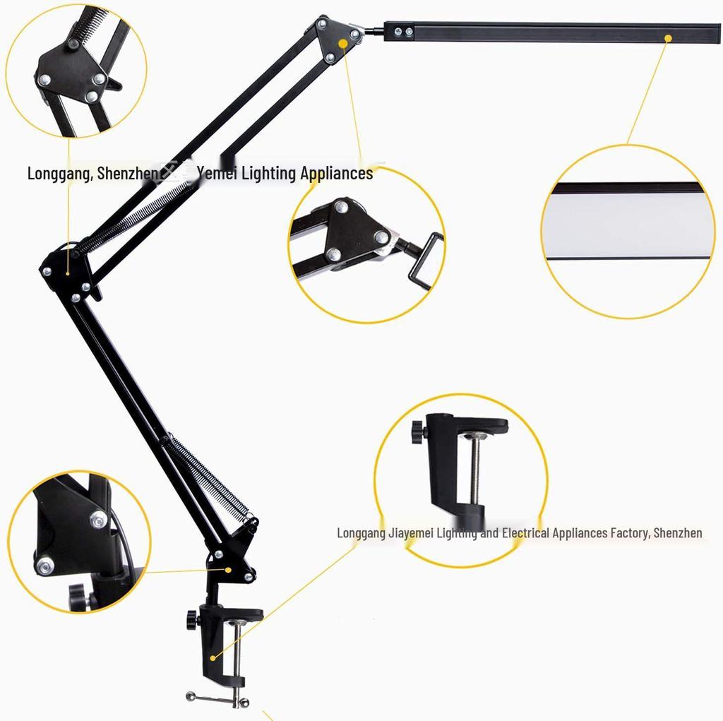 LED Eye Protection Desk Lamp, Student Dormitory Bedside Reading Light, USB Long Arm Folding Clip Lamp
