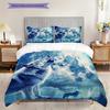 The Howling Wolf Pattern Bedding Quilt Set Quilt Cover Pillowcase Home Decoration Birthday Gift (1 * Duvet Cover + 2 * Pillowcase, Without Core)
