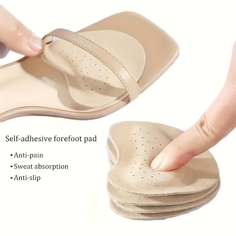 

4-Pack Self-Adhesive Forefoot Inserts, Non-Slip Leather Pads for High Heels, Sweat-Absorbent Pain Relief Insoles бежевий
