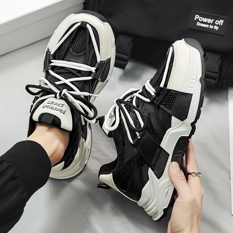 Men's shoes spring new versatile mesh breathable dad shoes men's casual youth thick-soled sports little white tide shoes