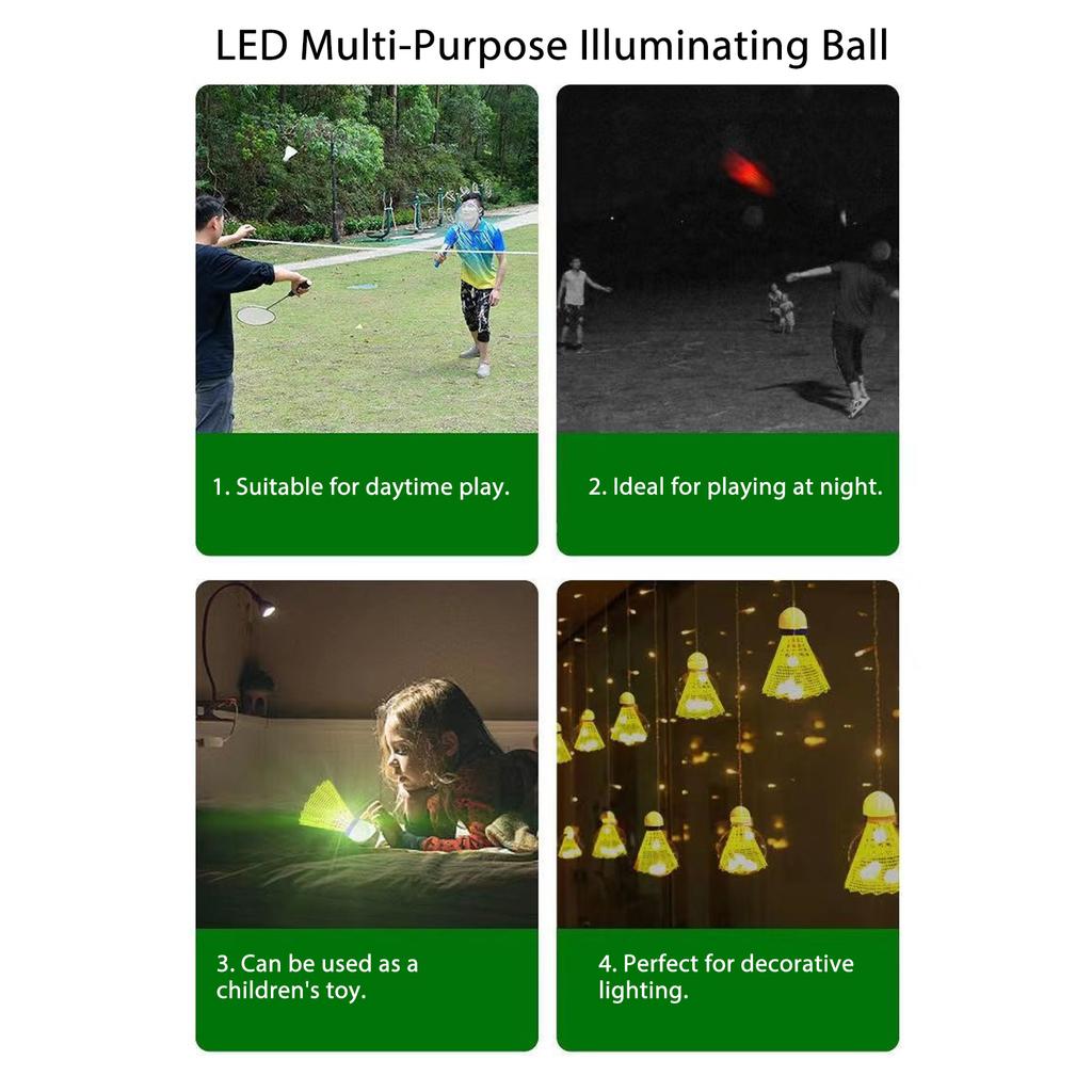 5pcs LED Badminton Shuttlecocks Dark Night Glow Birdies Lighting Switch Control Elastic Goose Feather Lighting Shuttlecocks